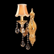 Gleaming Polished Detailing Gold Finish Wall Sconce Adorned with Amber Crystals Creating Delicate Addition to Your Home Decor