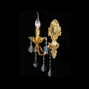 Luxury Gold Single Light Wall Sconce Offers Exquisite Embelishment with Clear Crystal
