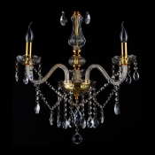 Lustrous Three Lights Crystal Mini Chandelier Dropped Beautiful Crystal Droplets and Crystal Shades