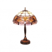Elegant Floral Pattern Glass Shade Tiffany Wrought Iron Table Lamp