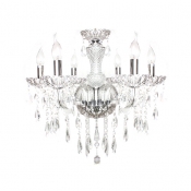 Traditional Glittering Six Candle Lights Crystal-accented Chandelier in Clear for Living Room