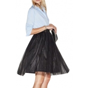 Sweet Lovely Pleated Net Elastic Waist A-Line Skirt