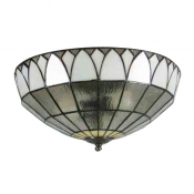 Silver Glass Shade Three Lights Noble Flush Mount Ceiling Light in Tiffany Style