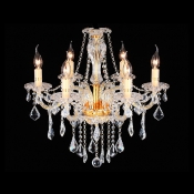 Faceted Clear Crystal Scrolling Arms Candle Light Crystal Dropped Chandelier