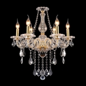Artfully Crystal Centerpiece and Arms Gold Chandelier Hanging Clear Crystal Droplets