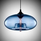 Colored Glass LOFT Industrial Oval Shaped Chandelier Pendant