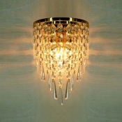 Enchanting Gold Finish Base Add Glamour to Delightful One-light Wall Washer with Strands of Shimmering Crystal Beads