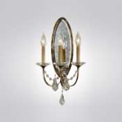 Three Light Wall Sconce Rich in Detailing and Adorned With Hand-polished Crystals