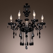Mysterious Black Williamsburg Style Six Lights Chandelier Featuring Crystal Glass Framework