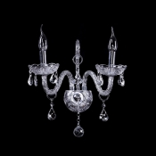 Brilliant Sleek Silver Finish Body Add Charm to Beautiful Two Light Crystal Wall Sconce