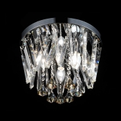 Contemporary Chrome Finished Round Canopy Flush Mount Hanging Crystal Accents