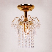 Splendid Semi Flush Mount Light Completed with Luxury Gold Finish and Strings of Crystal Beads