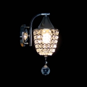 Delicate Chrome Finish Iron Base and Beautiful Crystal Pine Shape Add Charm to Single Light Wall Sconce