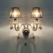Shimmering Crystal Embellishments and Graceful Curving Crystal Arms Made Delightful Two-light Wall Sconce Elegant Look
