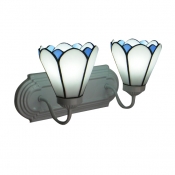 Elegant White Glass Shades Up or Down Lighting Tiffany Bathroom Lighting