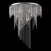 Sparkling Crystal Beads Curtain Chrome Finished Stainless Steel Canopy 9-Light Flush Mount