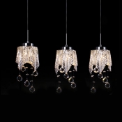 Graceful Clear Crystal Drops and Chrome Finish Add Glamour to Multi Light Pendant Creating Welcomed Embellishment