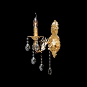 Glamorous Wall Sconce Completed with Delicate Gold Detailing Base and Beautiful Crystal Drops