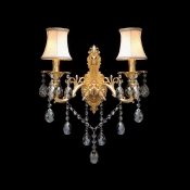 Fantastic Wall Sconce Offers Delicate Gold Finish and  Graceful White Fabric Shade Creating Glamorous Look