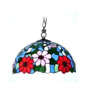 Refreshing-looking Tiffany Mini Pendant Light Featuring Beautiful Flower Patterned Glass Shade