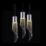 Make Statement with Exclusive Pendant Chandelier Featuring Three Chrome Finish Cascading Crystal