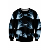 Illusion Skeleton Hands Print Black Sweatshirt