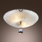 Traditional Two Light Flush Mount Ceiling Light Features Delicate Glass Shade and Clear Crystal Ball