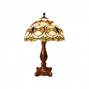 Refined Tiffany Glass Shade 12 Inches Wide Table Lamp in Brown Finish