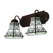 Classical Baroque Style Copper Finish Bathroom Lighting with Two Downward Shades
