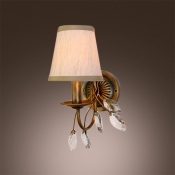 Warm Clear Crystal Leaves Sparkle in Burnished Gold Wall Sconce Design