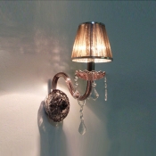 Contemporary Brilliant Coffee-colored Shade and Beautiful Crystal Drops Add Charm to Single Light  Wall Sconce