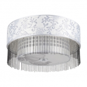 Delicate Leaves Patterned White Shade Add Glamour to Delightgul Four Light Flush Mount Ceiling Light