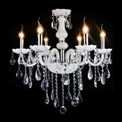 Elegant and Modern Six-Light Crystal-rained Chandelier for Living Room
