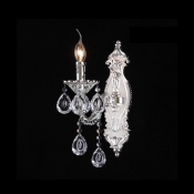 Beautiful Delicate Back Plate Clear Crytal Wall Sconce Offers Delightful Single Light Luxury Embelishment