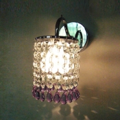 4'' Width Crystal Style One Light Wall Sconce Features Electroplated Chrome Finish and Crystal Falls