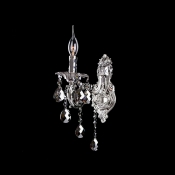 Smashing Crystal Drops Paired with Polished Silver Finish Add Glamour to Stunning Wall Light Fixture