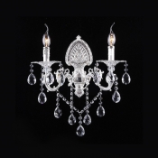 Elegant Crystal Candelabra Style Add Glamour to Shimmering Two Light Wall Sconce