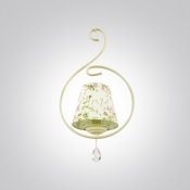 French Country Style Mini Pendent Light Adorned by Crystal Droplet and Beautiful Floral Shade