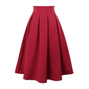 Plain Chiffon High Waist Pleated Midi Skirt