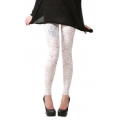 White Lace Cutwork Lady Style Leggings