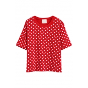 Preppy Style Polka Dot Pattern T-Shirt