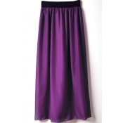 Grape Elastic Waist Chiffon Maxi Skirt