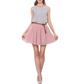 Pink Double Layer Chiffon Pleated Mini Skirt