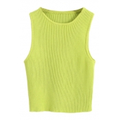 Macaron Color Plain Style Knitting Vest
