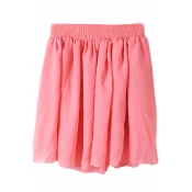 Watermelon Elastic Waist Pleated Chiffon Skirt