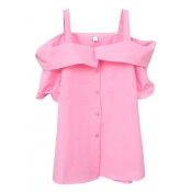 Pink Off-the-Shoulder Short Sleeve Slip Shirt