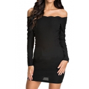 Sexy Off Shoulder Skinny Mini Dress with Long Sleeve