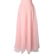 Pink Mesh Maxi Skirt