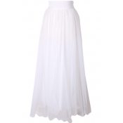 White Mesh Maxi Skirt