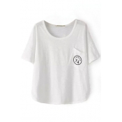 White Boxy Letters Pocket Short Sleeve T-Shirt